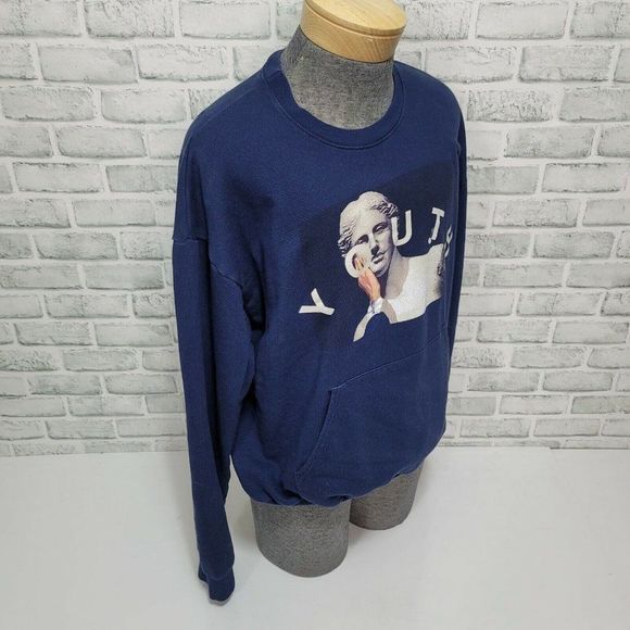 Youth Machine Faded Navy‎ Greek Statue Sweatshirt Pullover Streetwear - Picture 3 of 7
